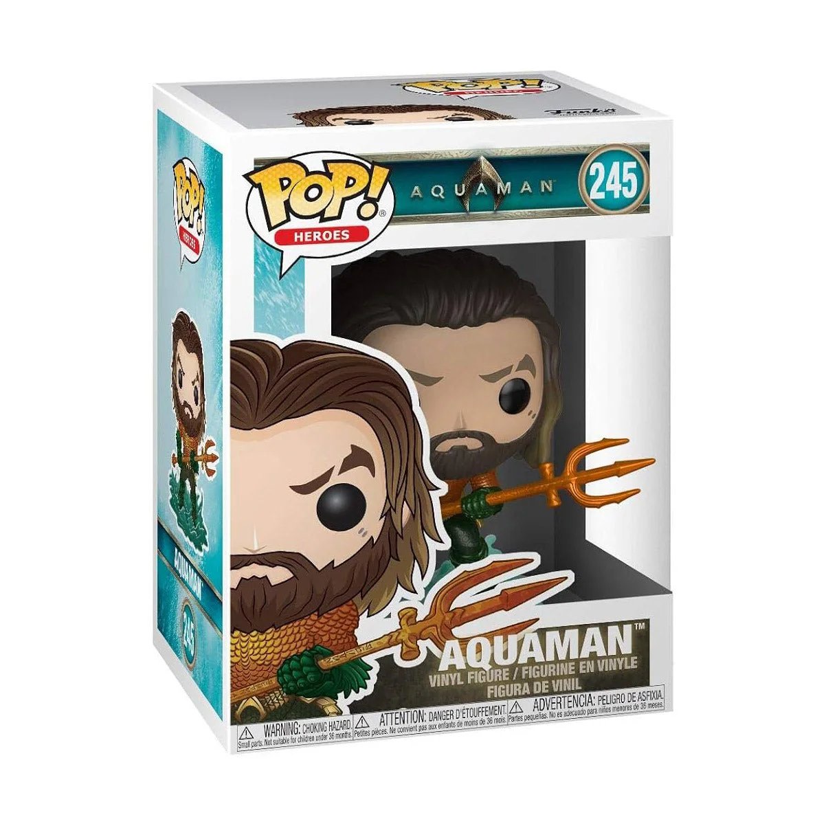 Funko Pop Heroes: 245 Aquaman - Arthur Curry in Hero Suit Collectible Figure, Multicolor