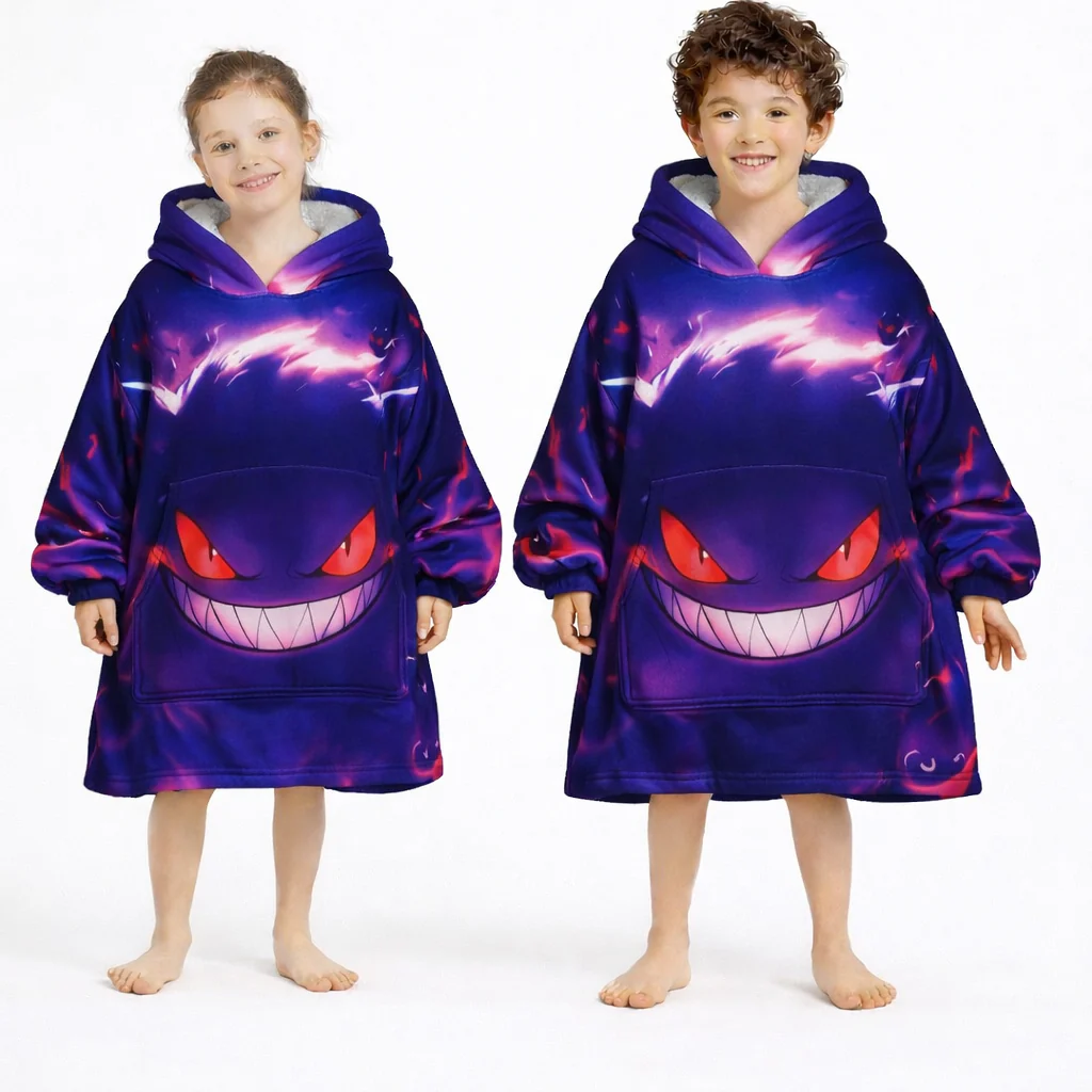 Gengar Wearable Blanket Hoodie for Kids & Adults - Image 6