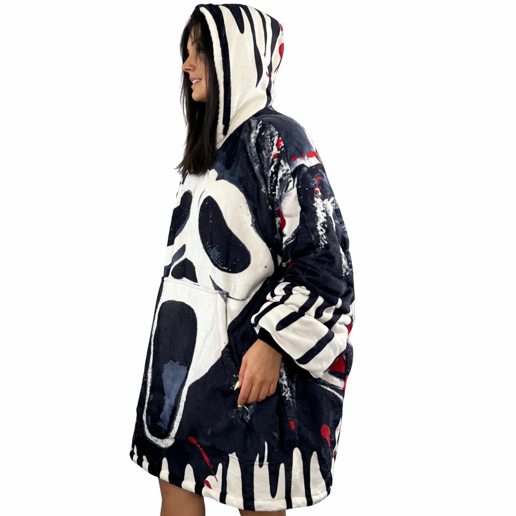 Ghost Face Horror Wearable Blanket Hoodie for Kids & Adults - Image 5