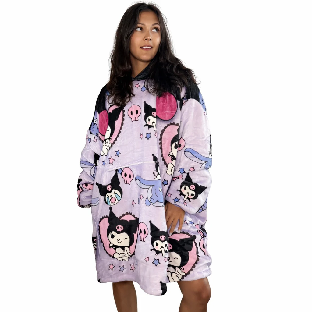 Kuromi Hello Kitty Wearable Blanket Hoodie for Kids & Adults | OLM Toys - Image 4