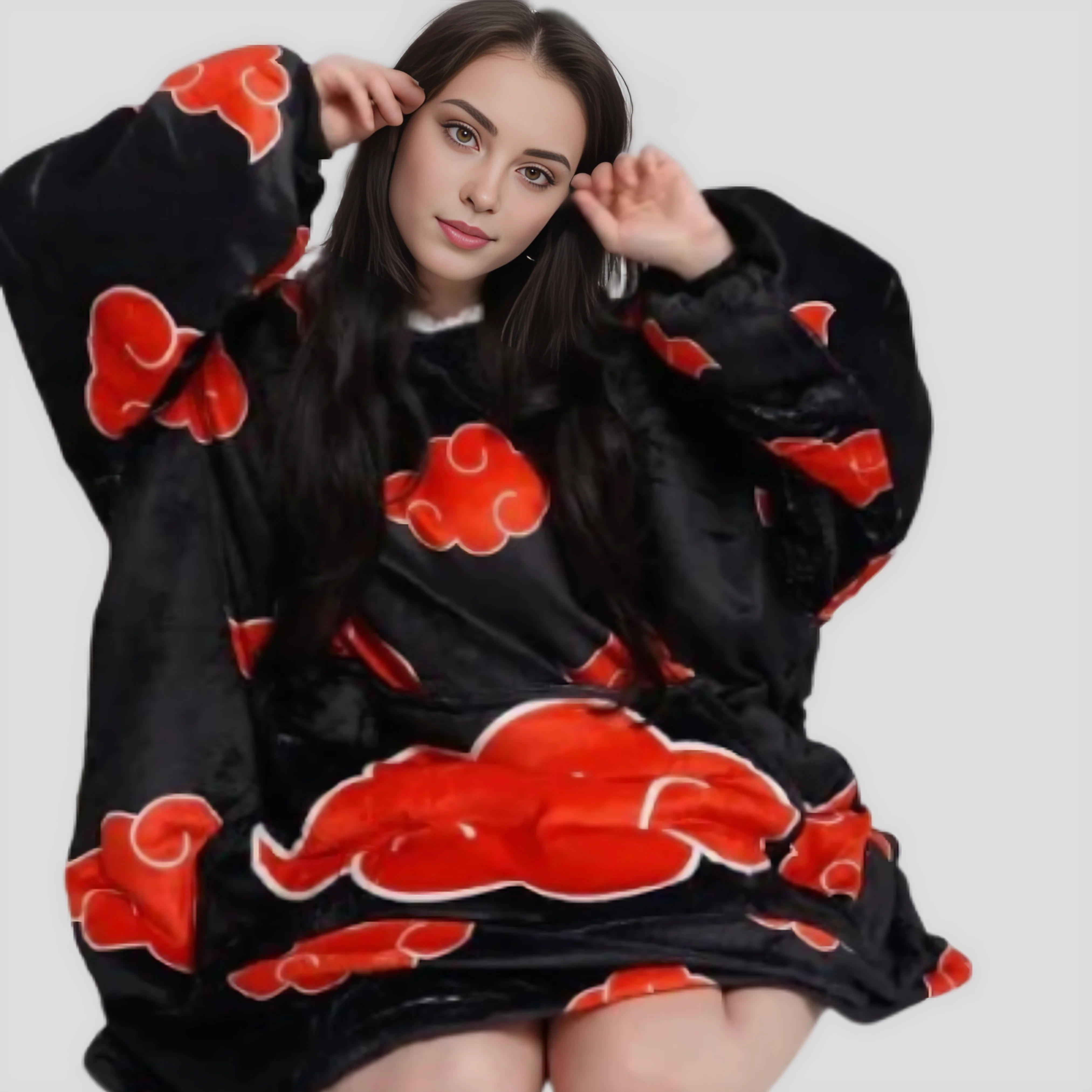 Naruto Itachi Akatsuki Wearable Blanket Hoodie for Kids & Adults | OLM Toys - Image 3